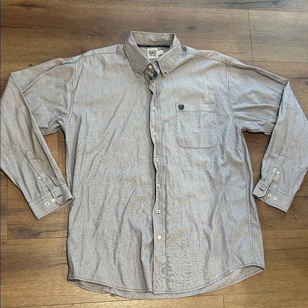 Cinch Men's Button-Down Shirt - Gray ! Large